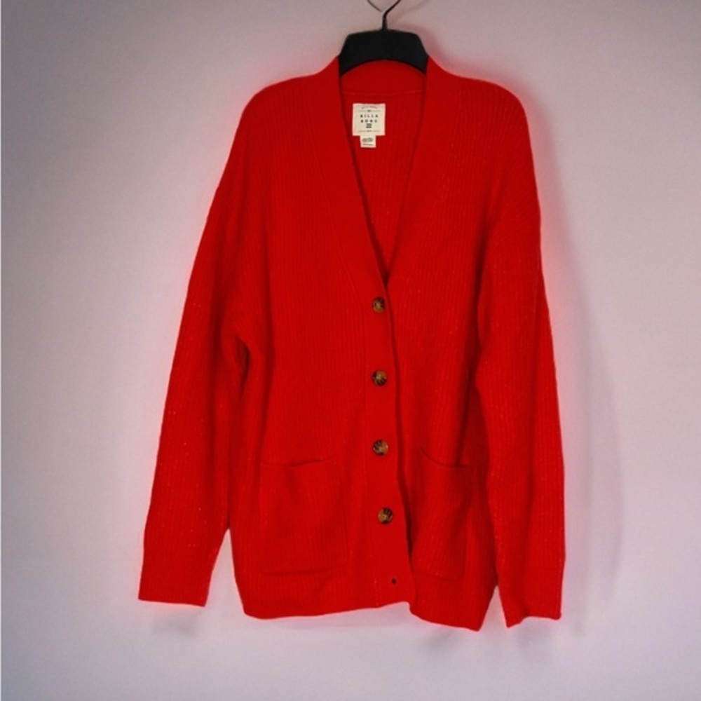 NEW BILLABONG Button-Front Knit So Chill Cardigan Red Size Medium NWT